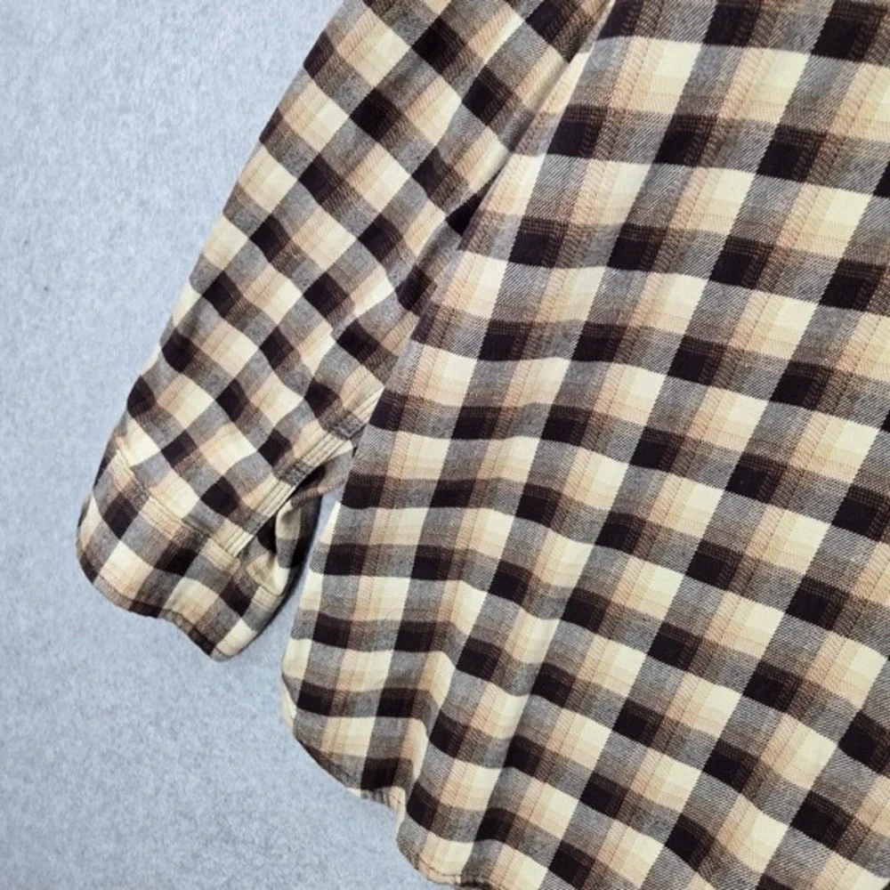 Carhartt Men Button Up Shirt 2XL Beige Plaid Flannel Relaxed‎ Fit Rugged Flex